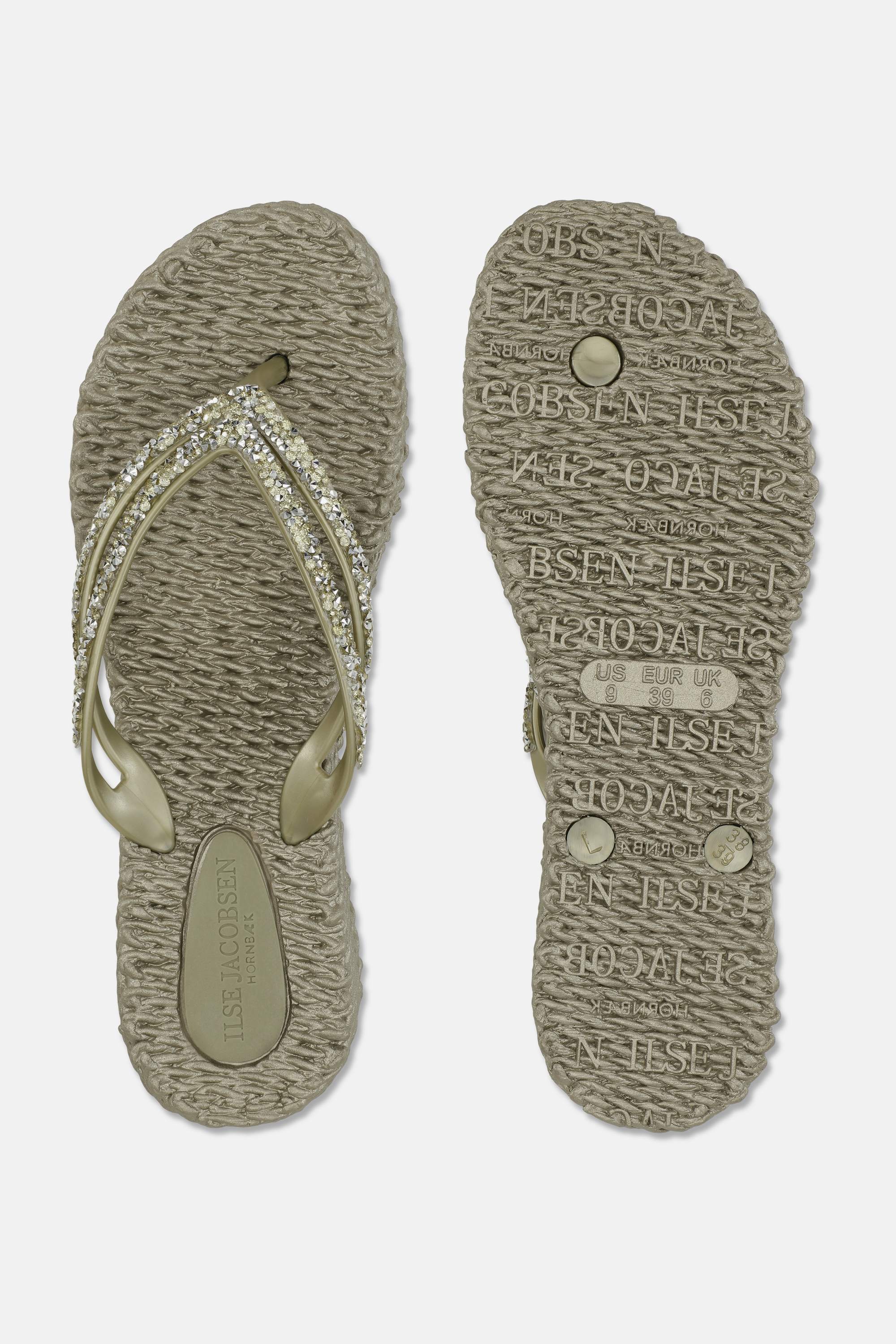 Plateau Flip-Flops Glitzersteine - Platin